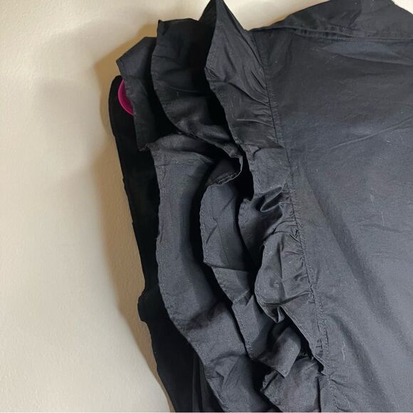 Maeve Anthropologie Button Front Ruffled Little Black Mini Dress Size 4 - Picture 11 of 13